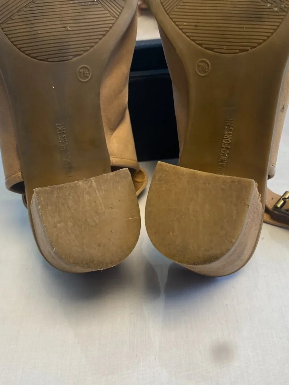Franco Fortini Aniston Tan Leather Heel Sandals 7.5M